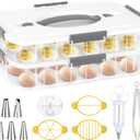 2-Layer Deviled Egg Containers with Lid, 36 Slots Refrigerator fridge organizers and storage egg cartons with Handle for Easter, with Slicer Kitchen Tongs Piping Decorating Kit