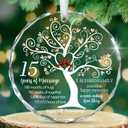 15th Wedding Ideas Glass Ornaments for Parents Couple Wife Husband Him Her - Crystal Anniversary Wedding Presents - Unique Keepsake for 15 Years Marriage