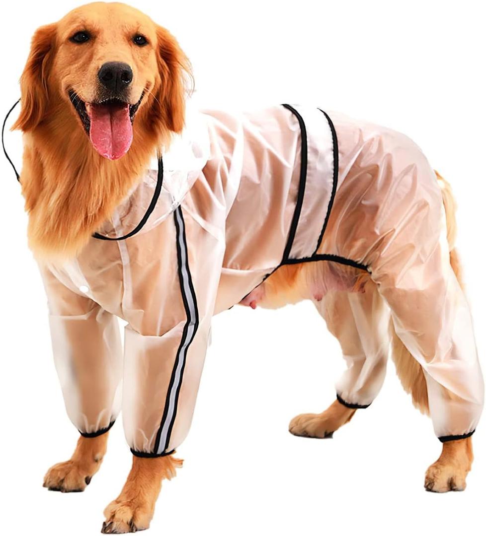 Clear Dog Rain Coats, Waterproof Dog Raincoat, Rain Jacket Raincoat, Adjustable Reflective Lightweight Pet Rain Clothes, Dog Hooded Slicker Poncho for Small, Medium, Large Dogs(5XL)