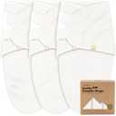 3-Pack Organic Swaddles for Newborns, Baby Sleep Sacks 0-3 Months - Baby Swaddle Wrap, Newborn Wearable Blanket, Infant Sleep Sack for Girls, Boys, Soft & Snug, Large Hook & Loop Closure (Soft White)
