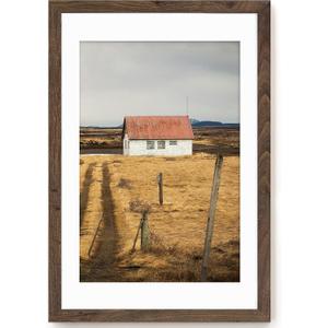 Fun Memories 24 x36 Poster Frames, 24x36 Solid Wood Picture Frame, Photo Frame 20x30 with Mat or 24 x 36 Without Mat, 24x36 Large Picture Frame with Tempered Glass for Wall Mount, Walnut, 1 Pack