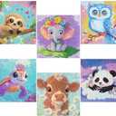 6 Pack 5D Diamond Painting Kits for Kids Beginners,Full Drill Cute Animals Diamond Art Kits,Diamond Art Arts and Crafts for Kids Ages 4-8-12,Home Wall Decor 6x6 Inch