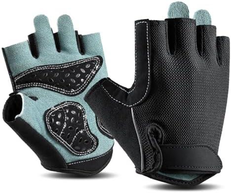 Braventure Bike Gloves for Women Cycling: Light Weight Half-Finger Cycling Gloves with Anti-Slip Shock-Absorbing Pad, Large