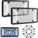 2-Pack License Plate Protector & Cover, License Plate Frame Anti-Scratch Universal for Car Truck SUV, Includes All Mounting Hardware (Tinted)