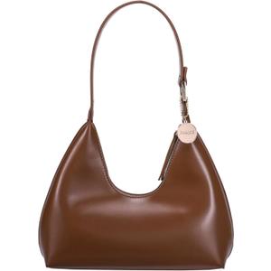 JOLLQUE Shoulder Bag for Women, Small Leather Handbag Purse,Unique Trendy Zipper Hobo Bag (Brown)