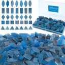 LITMIND Stained Glass Mosaic Tiles Kit for Crafts - Blue & Purple Alternating, 240 Pieces, 5 Shapes Mixed (Rectangle, Triangle, Rhombus, Square, Leaf) - Ideal for Mosaic Art Projects (Opaque)