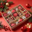 SHareconn 80pcs Christmas Balls Ornaments Set, Contemporary Light Luxury Gift Set, Shatterproof Plastic Decor for Xmas Tree Holiday Wedding Party Decorations with Hanging Strings,Red and Gold