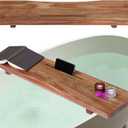 Premium Acacia Wood Bathtub Tray Caddy with Adjustable Legs, Minimalistic Design Bath Tray for Tub, Bathtub Accessories, Fit Standard and Against Wall Bath Tubs, Gift Idea for Women (29.5"9"2")