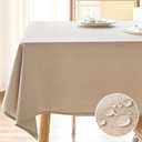 AUSSPVOCT Textured Linen Tablecloth Rectangle 60x84 Water Resistant Spill-Proof Wipeable Fabric Table Cloth Wrinkle Free Cloth Dining Table Cover for Birthday Spring Summer Holiday Party Tablecover (Khaki)