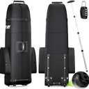 Padded Golf Club Travel Bag with Wheels, Golf Luggage Case Cover for Airline - with Luggage Lock, Waterproof Coating Layer, 1680D Wear-Resistant Oxford (Black)