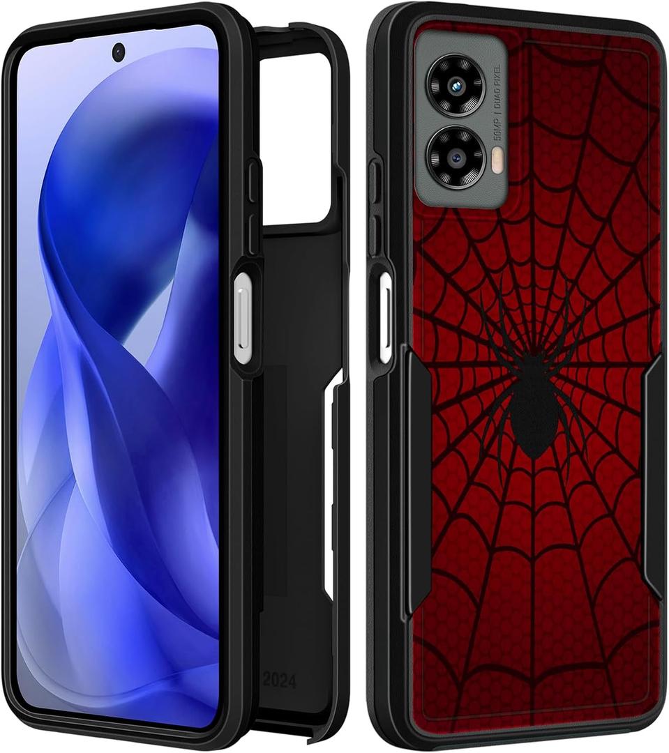 for Moto G 5G 2024 Case Women - Cute Girls Boys Phone Cover Cool Kawaii Aesthetic Unique Design Red Heavy Duty Protective Shockproof Military Grade Teens for Motorola Moto G 5G 2024 Cases, Cute Red Spider