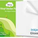 Printable Vinyl Sticker Paper for Inkjet and Laser Printer - Glossy White - 21 Waterproof Decal Paper Self-Adhesive Sheets 8.5"x11"- Dries Quickly and Holds Ink Beautifully