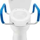 Heavy Duty Elongated Toilet Seat Riser, Easy to Install - 3.5"" Lift - 300 lbs Capacity, Premium Padded Support Handles, White