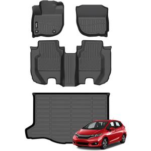 Wailtnb-for Honda Fit 2014-2020 Floor Mat Cargo Liner All Weather Floor Liner Car Mat for Honda Fit Custom Fit Automotive Full Set Accessories