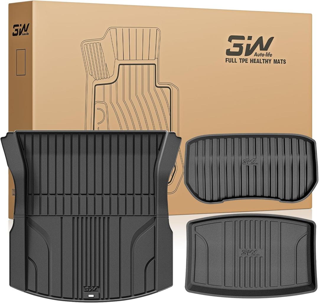 3W Cargo Liner Fit for 2024 2025 2026 Tesla Model 3 Highland,Trunk Mat Set