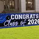 2026 Graduation Yard Sign Large Congrats Grad Banner Blue Class of 2026 Banner for Graduation Party Decorations 2026 (Blue)