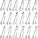 Dmoera 18 Pack Premium Small Serving Tongs, Mini Stainless Steel Appetizer Tongs 4.33Inch Silver