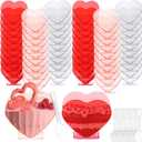 Mini Heart Shaped Dessert Cups with Spoons 2.7 oz Valentine Day Plastic Appetizer Cup Clear Disposable Reusable Heart Shaped Bowl for Valentine Wedding Party Cakes Ice Cream(Multicolor,60 Set)