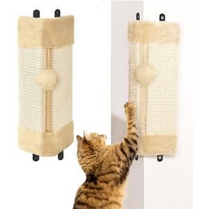 BNOSDM 2 Pack Corner Wall Cat Scratcher Corners Pet Scratch Pad for Cats Vertical Scratching Board Sisal Protector Furniture Pet Wear Resistant Mat for Door Sofa (Beige)