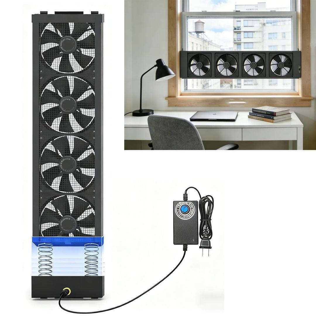 GODNOEI 35.5-37.5 Inch Vertical Window Fan For Sliding Windows Stepless Speed Control (0-2800 Rpm) Window Exhaust Fan Waterproof Vertical Window Fan With Living Rooms Bedroom Attics Garages