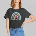 Teacher Shirt Women Rainbow Pencil Teach Graphic Tees Back to School T-Shirt Cute Short Sleeve 100 Days Teacher Gift Tops (Gray, S)