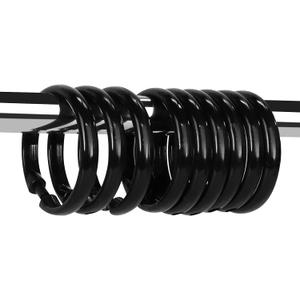 Qulable Black Shower Curtain Hooks Rings, 12 Pcs Circular Plastic Shower Curtain Rings for Bathroom, Plastic Shower Curtain Hooks for Shower Curtain Rod, Black Shower Hooks Rings for Shower Curtain