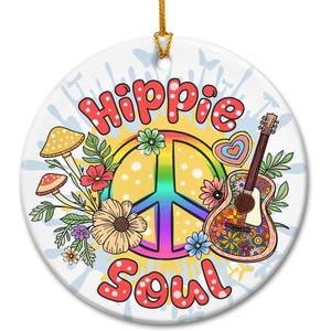 10 x Hippie Christmas Ornaments 2025, Hippie Gifts for Women, Men, Friends, Family - Peace Sign Ornaments for Tree Decorations, Ceramic Boho Christmas Ornaments - Boho Xmas Party Favors
