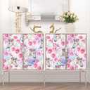 Pink Unicorn Wallpaper Peel and Stick Modern Art Deco Wallpaper for Bedroom Cabinets Pink Floral Contact Paper Self Adhesive Waterproof Wall Paper Laminate Countertop Sheets 17.5" x 118"