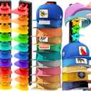 2 x Hat Organizer for Baseball Caps 2 Pack, Adhesive Hat Rack for Wall,Baseball Cap Organizer(Rainbow)