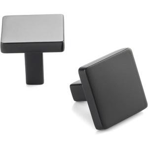 10 Pack 1-1/8 Inch, Square Matte Black Cabinet Knobs Black Drawer Knobs Black Cabinet Pulls, ZK2401 Solid Kitchen Hardware for Cabinets Drawers Bedroom Dresser Bathroom Vanity Cupboard