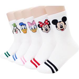 Cartoon Character Series Women and teen girls Licensed Socks Collection (M Family5_5pairs)