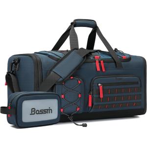 Bosstin Gym Bag for Men & Women,45L Travel Duffle Sports Duffel Bag Gym Weekender Overnight Backpack with Shoe Compartment (Blue)