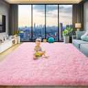 8x10 Area Rugs for Living Room, Large Fluffy Black Rug for Bedroom, Soft Shag Shaggy Fuzzy Carpets for Boys and Girls Dorm Room Home Decor (8ft x 10ft, Pink)