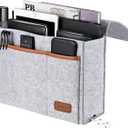 Bedside Caddy, Felt Bed Storage Organizer Hanging Bag Holder with 5 Pockets, Magazine Book Phone Tablet iPad Cables Remote and Water Bottle Holder for Home Dorm Bed Sofa, Light Gray