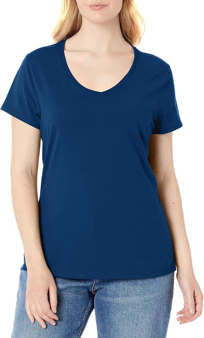 Hanes Women's Nano Premium Cotton V-Neck T-Shirt Pack (Large)