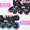 TOMSHOO Adjustable Inline Skates for Kids Outdoor Roller Skates with Full Light Up Wheels Fun Illuminating Skates for Girls and Boys Gift (Large - Youth (3.5-6), Pink)