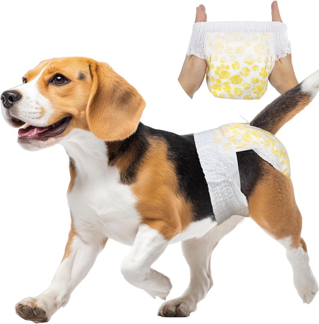 Pet Soft Disposable Dog Diapers Female, Pull Up Doggie Diapers for Female Dogs, 360Stretchy Waist Puppy Diapers, Super Absorbent Doggy Diaper Leak Proof Design for Dogs in Heat (Medium, Count, 20.0)