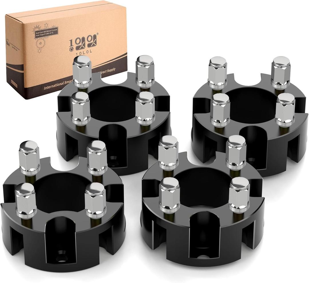10L0L 2 Inch Golf Cart Wheel Spacers Kit with Lug Nuts Fits for Yamaha Club Car EZGO ATV, 4X4(101.6mm) Bolt Pattern, 2.68''(68mm) Hub Bore, 1/2-20 Studs (4 Pack),Black