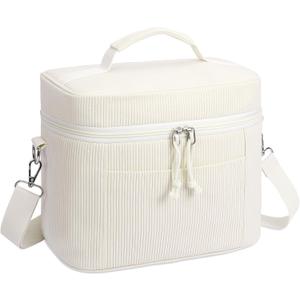 HowFly Lunch Bag Women Lunch Box for Women Cute Corduroy Insulated Lunch Bag Adult Large Cooler Lunch Tote Bags for Work Picnic Beach, Beige