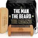 Grooming Gifts for Men - Beard Kit Grooming and Care with Brush, Comb, Scissors & Storage Bag - Anniversary Retirement Birthday Gifts for Men Dad Grandpa, Husband Birthday Gift Ideas (Black Man Legend)