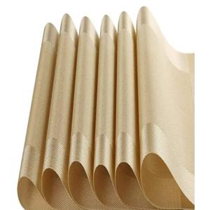 PEACNNG Place Mats,Set of 6pcs for Dining Table Washable Crossweave Woven Vinyl Placemat PVC Table Mats (Gold)