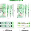 Cute Green Dinosaur Mechanical Pencil Set Include 8Pcs Kawaii Mechanical Pencils,2 Tubes Mechanical Pencil Lead Refills,2Pcs Dinosaur Erasers,for Office School Supplies