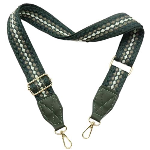 Adjustable Purse Strap with Green Leather End - 1.5" Wide Handbags, Camera, Guitar, Phone & Crossbody Bag Replacement Shoulder Straps(Gold Hardware)