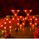 EDYCON 5Packs Valentine's Day Letter Lights Sign Table Decorations LED Light up Letters Battery Powered Letter for Home Party Bedroom Tabletop Fireplace Indoor Decor(XOXO Heart)