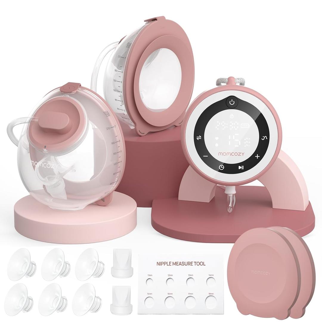 Momcozy Breast Pump V1 Pro Hospital-Grade, Hands-Free & Portable Wearable Pump, Upgraded Electric Pump with 3 Fine-Tuned Rhythms|15 Levels, Come with Leak-Proof Double Fit Flange, Cozy Red.