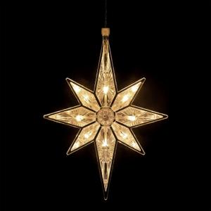 Mudder 10.8 Inch Christmas Window Star Lights Large Hanging Bethlehem Star Tree Topper Decoration Christmas LED Window Lights Silhouette Decoration (Warm White,1 Piece)