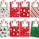 Blosssound 30 Pack Winter Paper Gift Bags Blue Wonderland Treat Bags with Name Stickers Christmas Candy Cookie Craft Party Favors Holiday Festive Home Party Decor Supplies(Christmas)