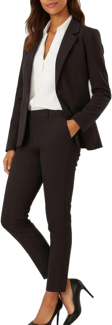 Marycrafts Womens Two Piece Suits Business Blazer Pant Suit Set, Professional Work Outfit for Office,  2, Black
