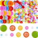 600pcs Assorted Round Buttons for Crafts 6 Size Colorful Buttons Bulk 4 Holes for Sewing Clothes Manual Button Painting DIY Handmade Ornament