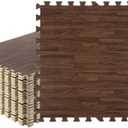 Foam Floor Tiles - 96sqft Wood Grain Interlocking Foam Tiles with Border - Foam Play Mat Playroom or Gym Flooring for Home Gym by Stalwart (Dark) (24 Pack)